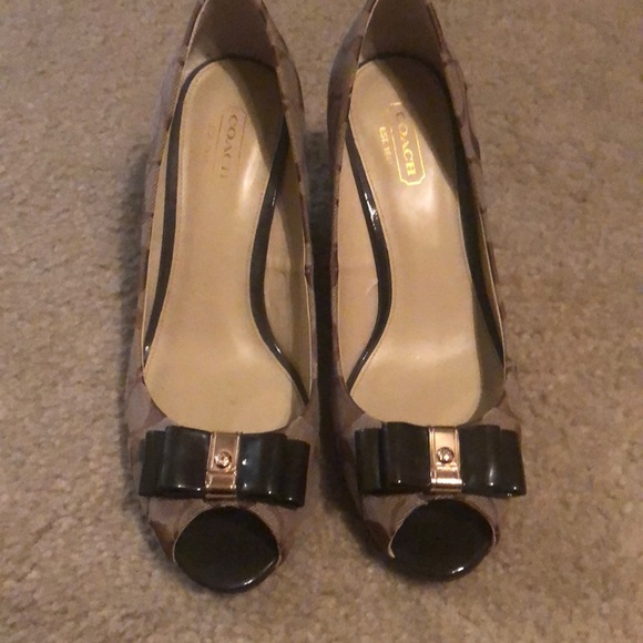 Coach Shoes - Coach signature wedges- brown/tan, size 8.5
